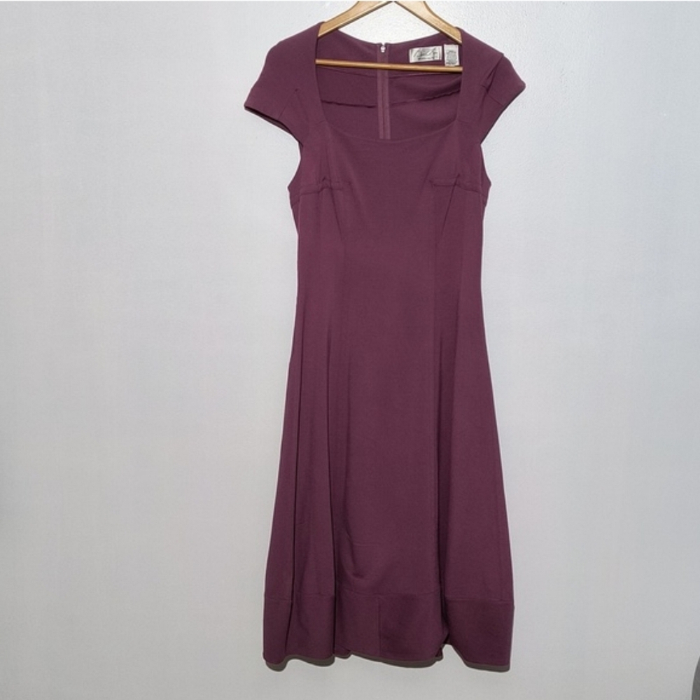 🔥 Bryon Lars Elegant Beauty Mark Plum Cap Sleeve Dress Size 8